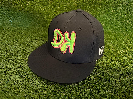 DK Graffiti Hat - Black with Lime and Pink