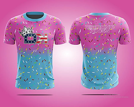 DK Pink and Teal Ombre Sprinkles Crew Neck